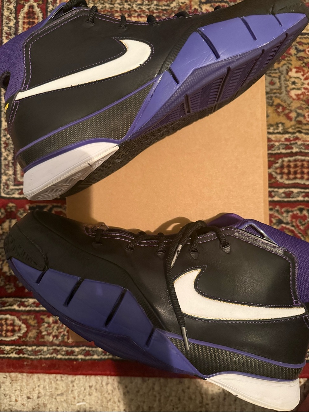 Nike Kobe 1 Protro Purple Reign High-Top Athletic Shoes with White Swoosh
